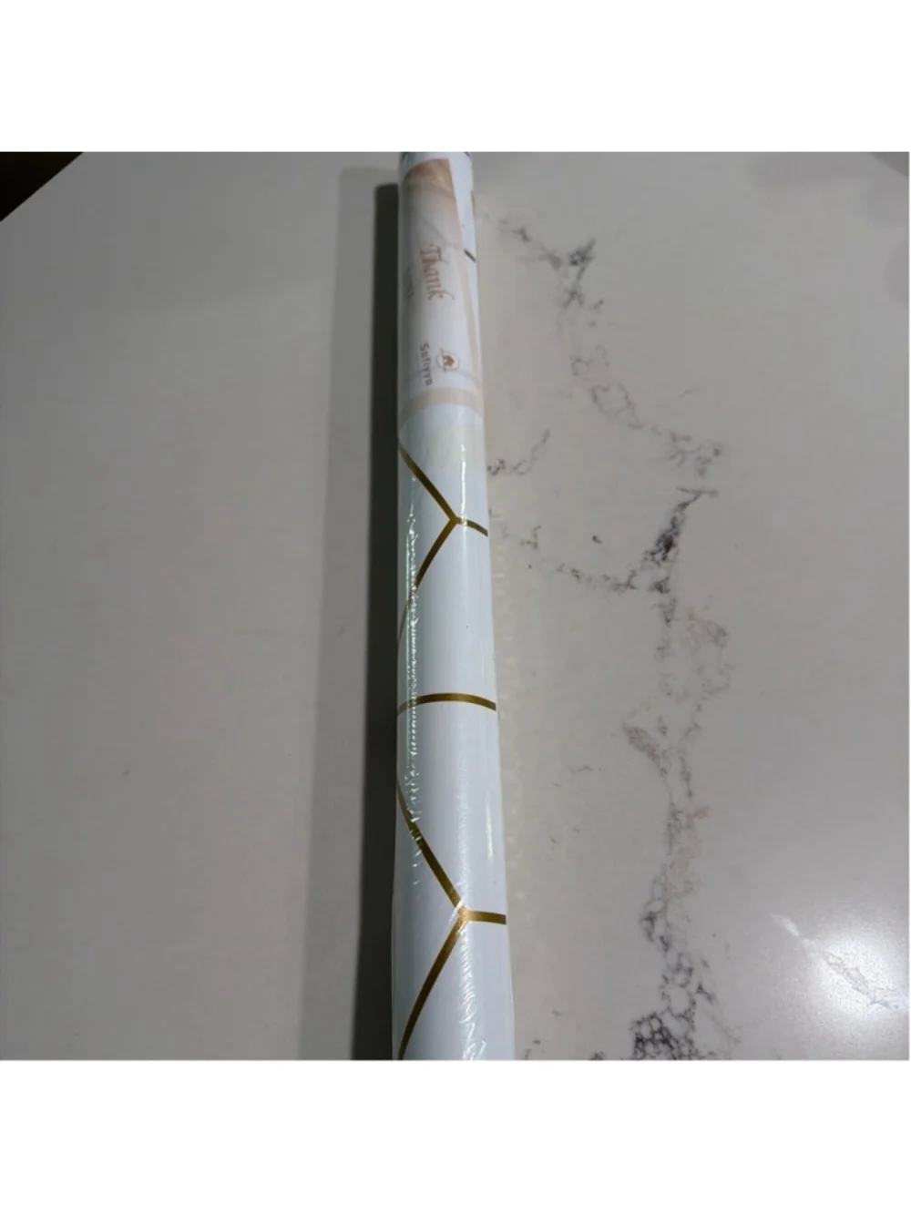 NEW Gold White Geometric Peel & Stick Adhesive Removable Wallpaper 17.3